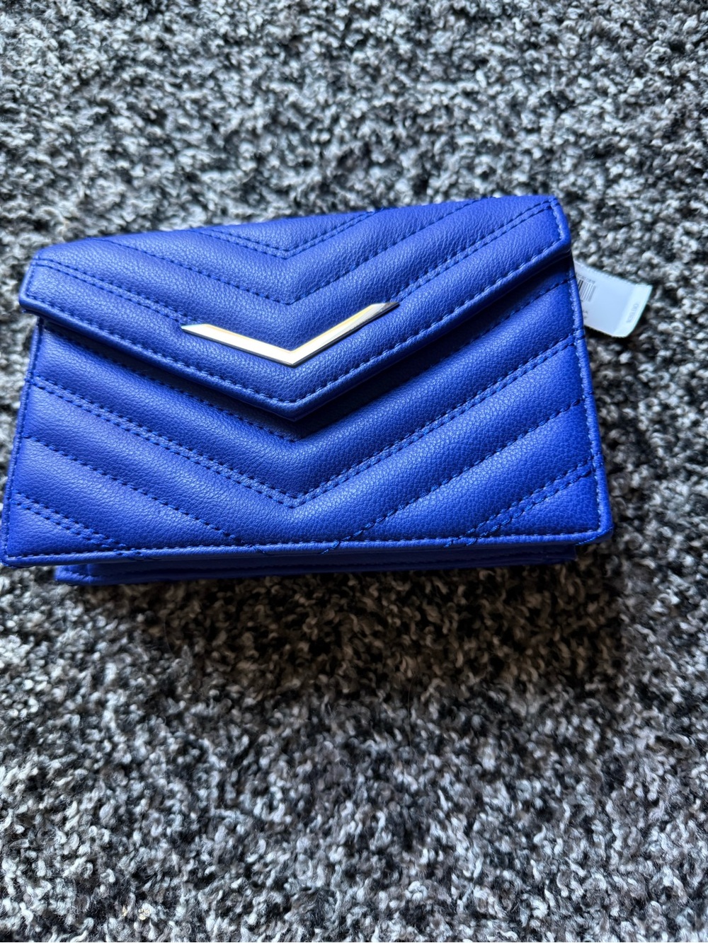 Express Royal Blue Quilted Envelope Clutch with Silver Accent